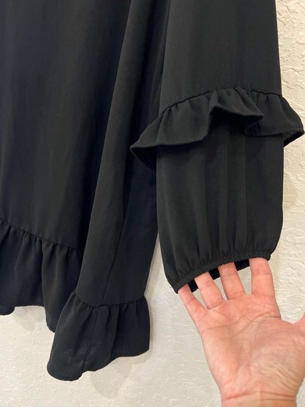 Zara Black Ruffle Sleeve Mini Dress V Neck Long Sleeve XXL - Picture 3 of 7